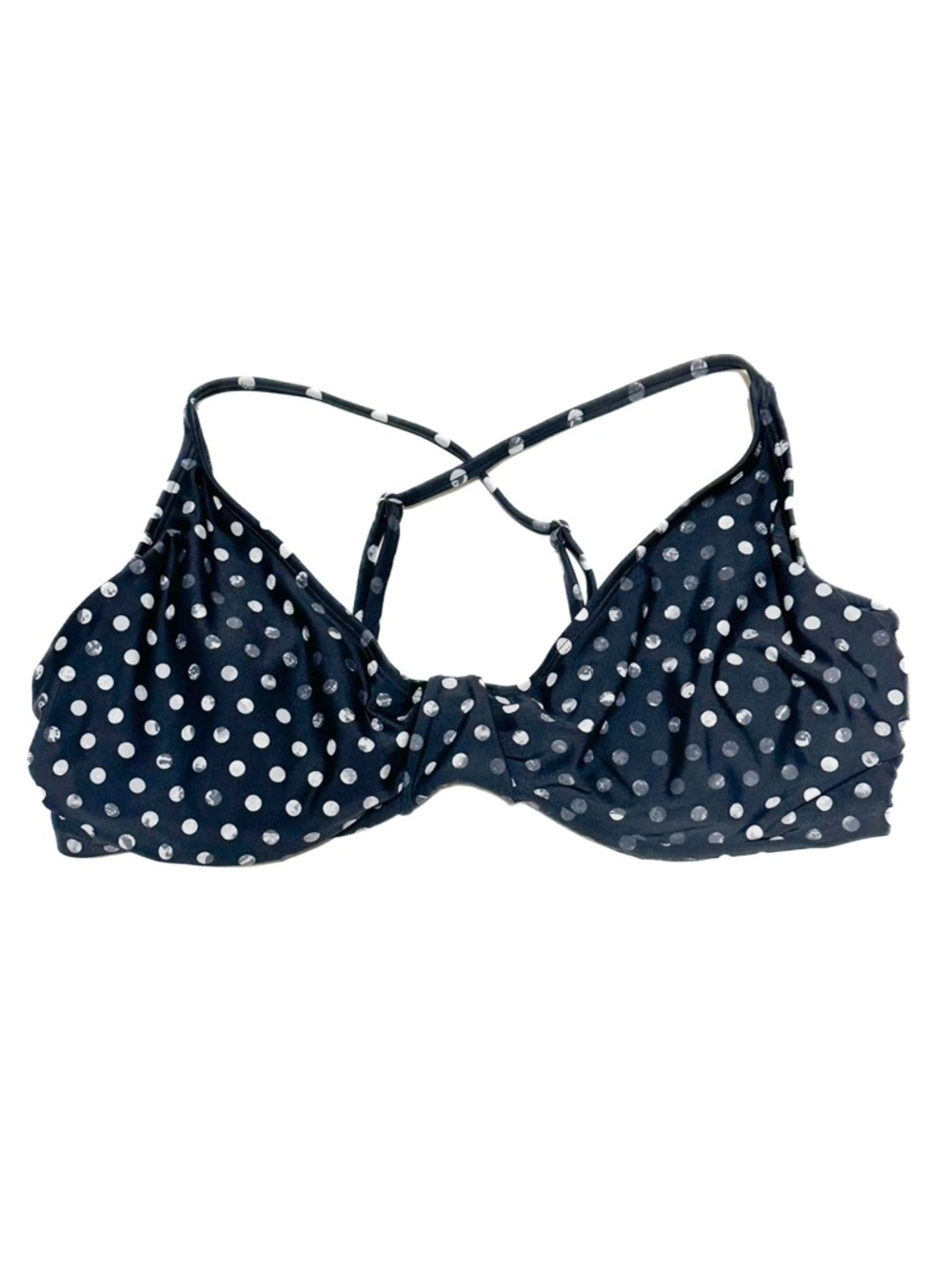 Athleta 38 D/DD Underwire Convertible Bikini Top Greyscale Moon Phase Polka Dot